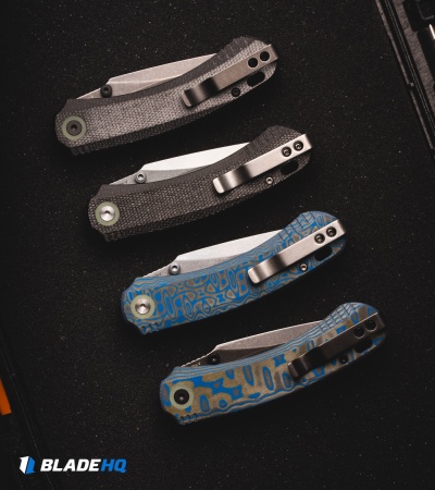 QSP Coyote Button Liner Lock Knife Blue Multicolor Micarta (3.2" Black SW)